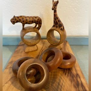 Vintage Wooden Animal & Round Napkin Holders-set of 6